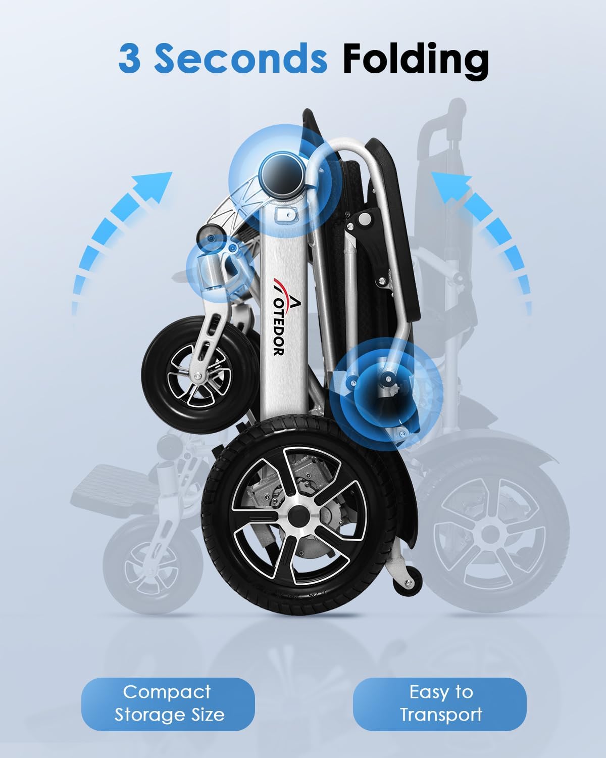Lightweight Foldable Electric Wheelchair for Adults – 30 Mile Range