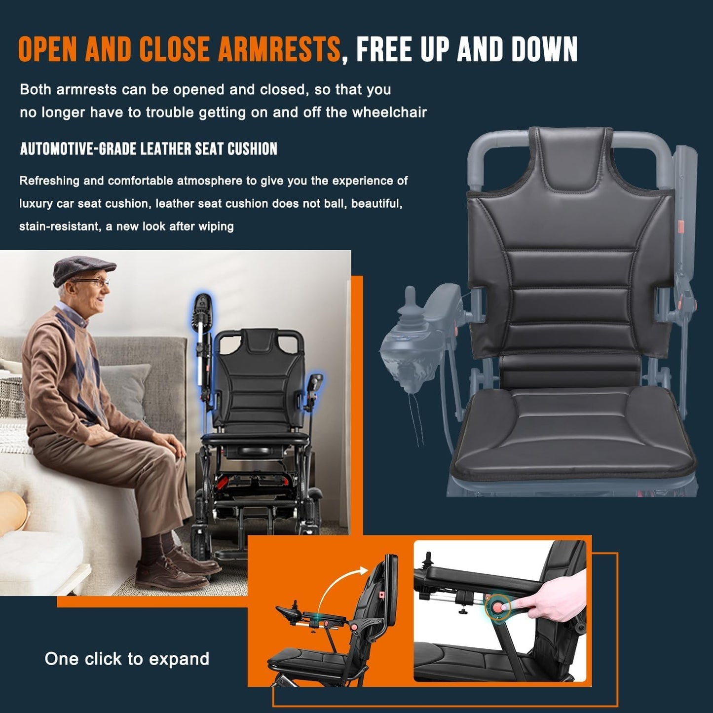 Carbon Fiber Lightweight Foldable Electric Wheelchair – 13kg, 360W Motor
