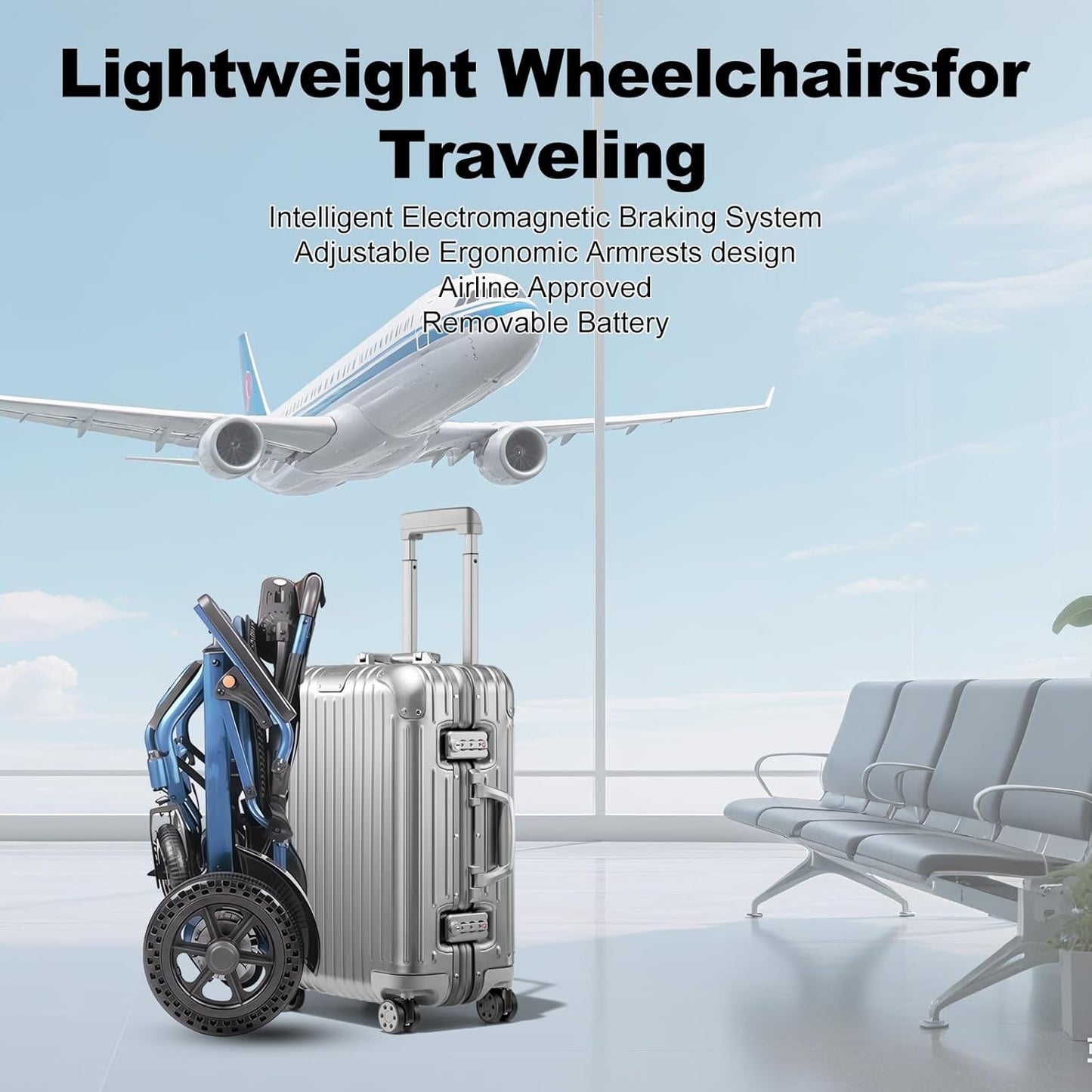 Foldable Electric Wheelchair – 500W Motor, 10Ah Battery, 20km Range