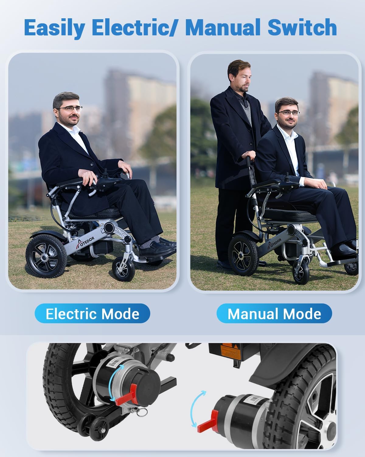 Lightweight Foldable Electric Wheelchair for Adults – 30 Mile Range