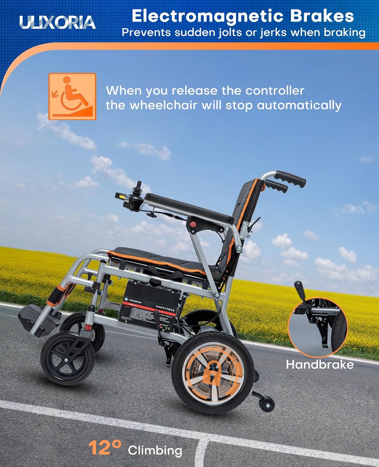 33lb Lightweight Folding Electric Wheelchair – Dual 180W Motors